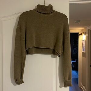 Zara cropped tan sweater. Size medium